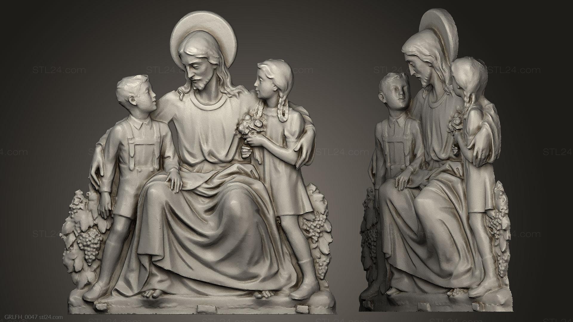Горельефы и барельефы исторические и религиозные (Иисус и дети, GRLFH_0047) 3D модель для ЧПУ станка
